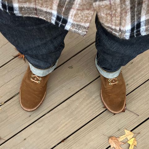 Grant Stone Diesel Boot in C.F. Stead Bourbon Repello Calf Suede