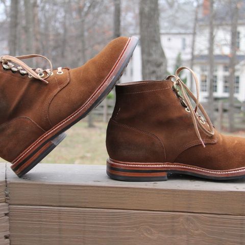 Grant Stone Diesel Boot in C.F. Stead Bourbon Repello Calf Suede