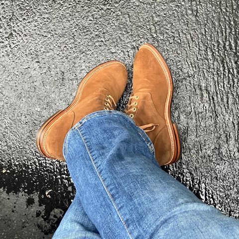 Grant Stone Diesel Boot in C.F. Stead Bourbon Repello Calf Suede
