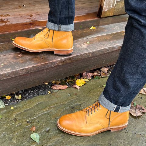 Viberg Officer Boot in Shinki Camel Latigo Horsehide