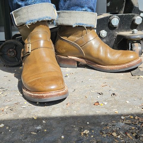 View photo of John Lofgren Wabash Engineer Boots in Badalassi Carlo Grigio Minerva Liscio