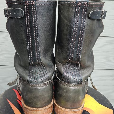 View photo of Wesco Mister Lou in Maryam Petrolio Waxed Black Horsehide