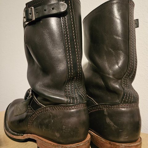 View photo of Wesco Mister Lou in Maryam Petrolio Waxed Black Horsehide