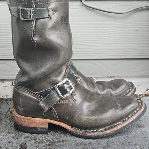 View photo of Wesco Mister Lou in Maryam Petrolio Waxed Black Horsehide