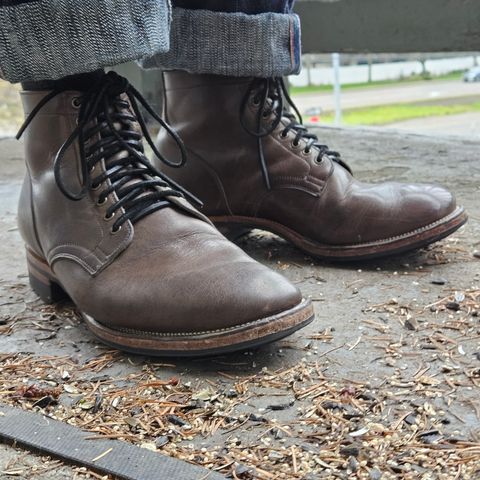 View photo of Viberg Service Boot in C.F. Stead Classic Grey Oiled Culatta