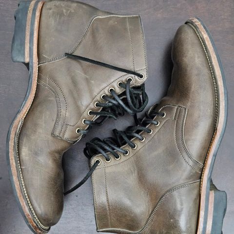 View photo of Viberg Service Boot in C.F. Stead Classic Grey Oiled Culatta