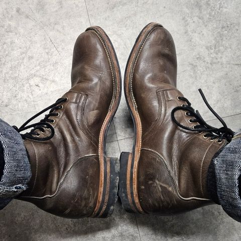 View photo of Viberg Service Boot in C.F. Stead Classic Grey Oiled Culatta