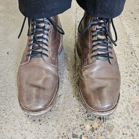 View photo of Viberg Service Boot in C.F. Stead Classic Grey Oiled Culatta