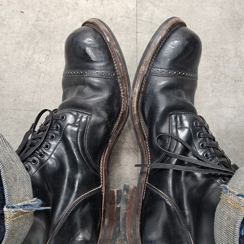 View photo of Viberg Service Boot BCT in Horween Black Tumbled Shell Cordovan