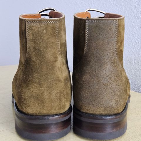 View photo of Viberg Service Boot in Horween Mushroom Chamois Roughout