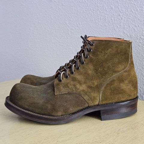 View photo of Viberg Service Boot in Horween Mushroom Chamois Roughout