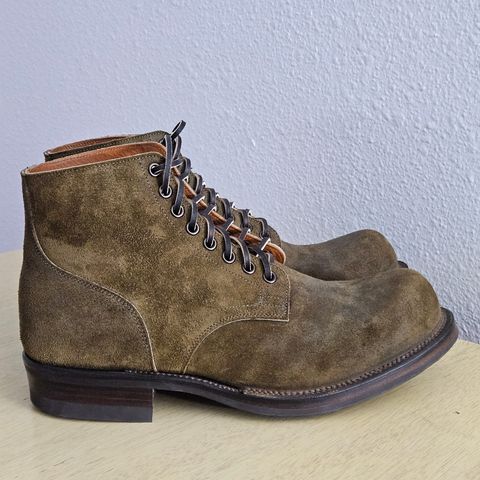 View photo of Viberg Service Boot in Horween Mushroom Chamois Roughout