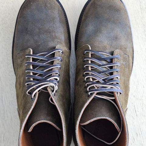 View photo of Viberg Service Boot in Horween Mushroom Chamois Roughout