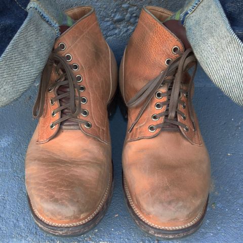 View photo of Viberg Service Boot in Shinki Cognac Shrunken Horsebutt