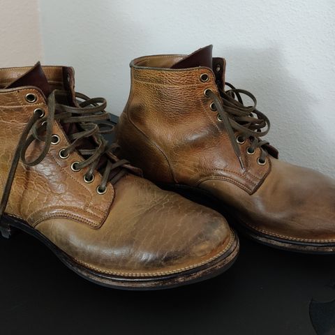 View photo of Viberg Service Boot in Shinki Cognac Shrunken Horsebutt