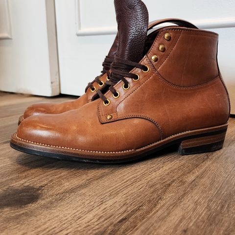 View photo of Iron Boots x Østmo Type 1 in Maryam Light Brown Washed Horsehide