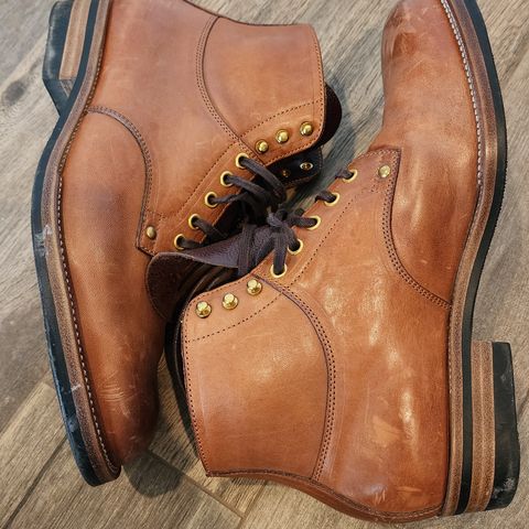 View photo of Iron Boots x Østmo Type 1 in Maryam Light Brown Washed Horsehide