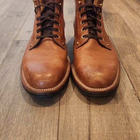 View photo of Iron Boots x Østmo Type 1 in Maryam Light Brown Washed Horsehide