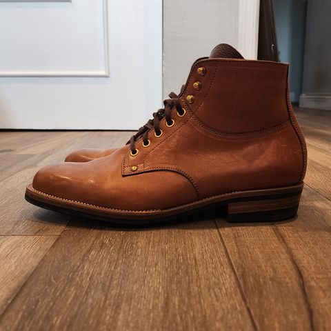 View photo of Iron Boots x Østmo Type 1 in Maryam Light Brown Washed Horsehide