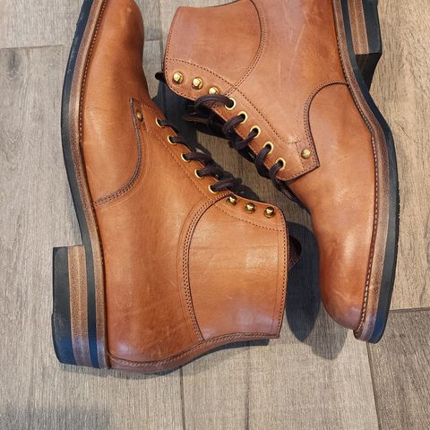 View photo of Iron Boots x Østmo Type 1 in Maryam Light Brown Washed Horsehide