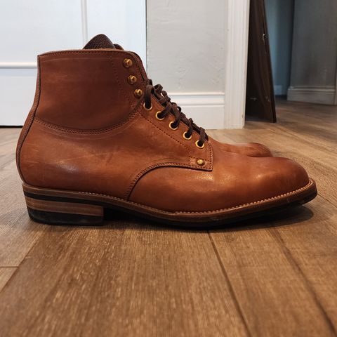 View photo of Iron Boots x Østmo Type 1 in Maryam Light Brown Washed Horsehide