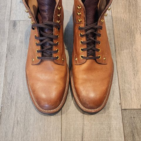 View photo of Iron Boots x Østmo Type 1 in Maryam Light Brown Washed Horsehide