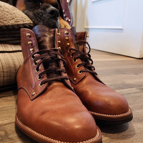 View photo of Iron Boots x Østmo Type 1 in Maryam Light Brown Washed Horsehide