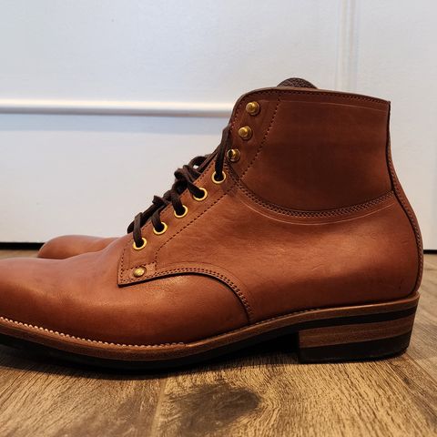 View photo of Iron Boots x Østmo Type 1 in Maryam Light Brown Washed Horsehide