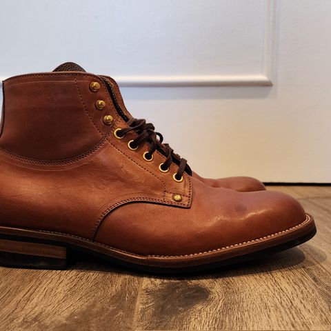 View photo of Iron Boots x Østmo Type 1 in Maryam Light Brown Washed Horsehide