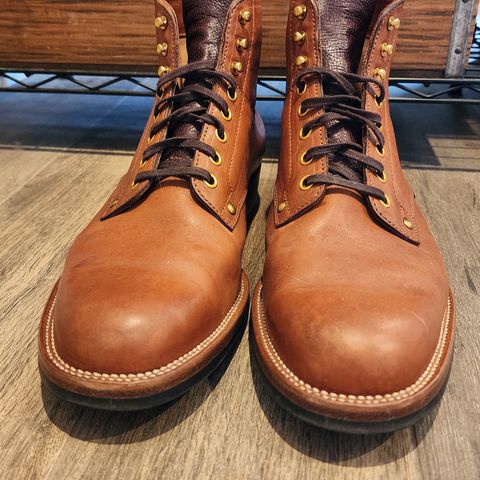 View photo of Iron Boots x Østmo Type 1 in Maryam Light Brown Washed Horsehide