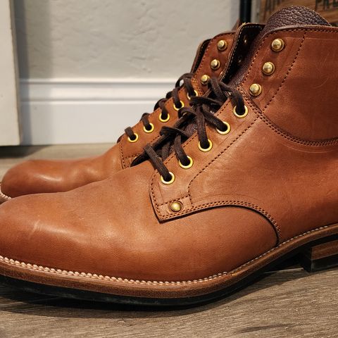 View photo of Iron Boots x Østmo Type 1 in Maryam Light Brown Washed Horsehide