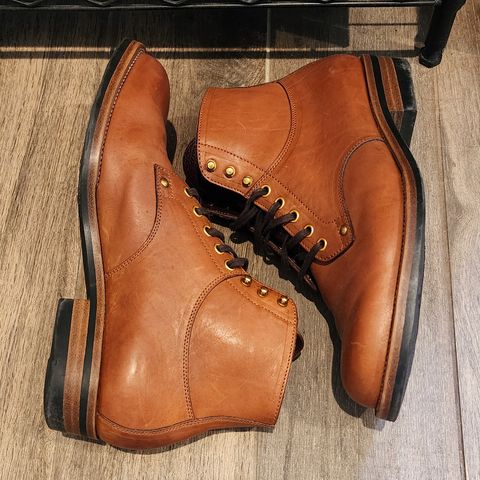 View photo of Iron Boots x Østmo Type 1 in Maryam Light Brown Washed Horsehide