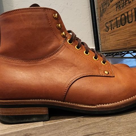 View photo of Iron Boots x Østmo Type 1 in Maryam Light Brown Washed Horsehide