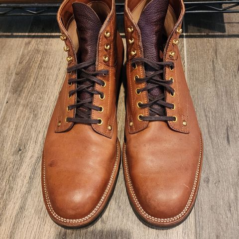 View photo of Iron Boots x Østmo Type 1 in Maryam Light Brown Washed Horsehide