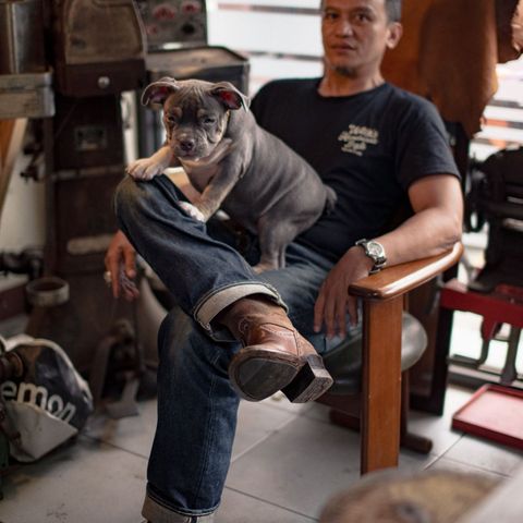 Willie's Handmade Boots Engineer Boots in Maryam Natural Waxed Reverse Horsebutt