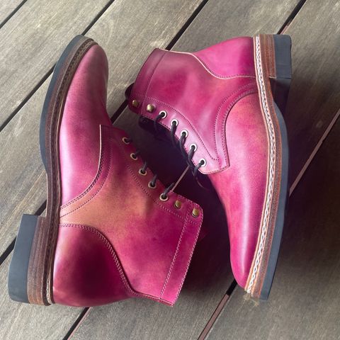 View photo of Junkard SC Plain Toe in Rocado Ultraviolet Marbled Shell Cordovan