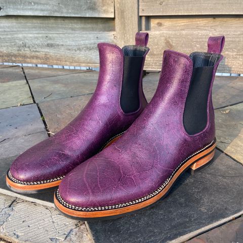 View photo of Fortis Boots Wholecut Chelsea in C.F. Stead Royal Purple Crazy Cow