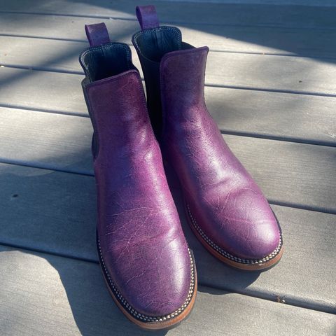 View photo of Fortis Boots Wholecut Chelsea in C.F. Stead Royal Purple Crazy Cow