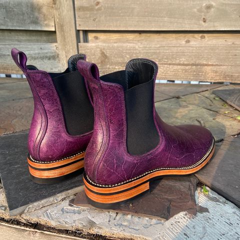 View photo of Fortis Boots Wholecut Chelsea in C.F. Stead Royal Purple Crazy Cow