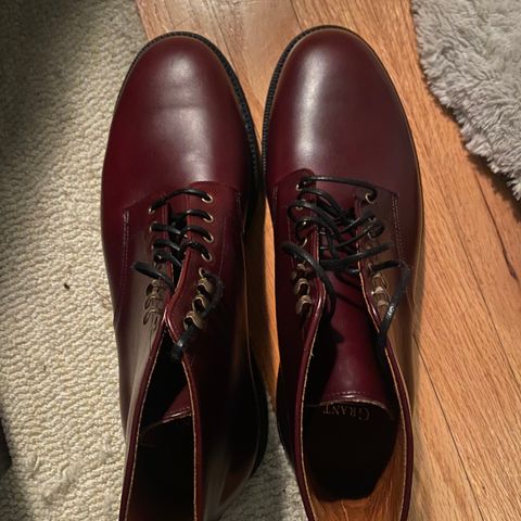 View photo of Grant Stone Edward Boot in Horween Burgundy Chromexcel