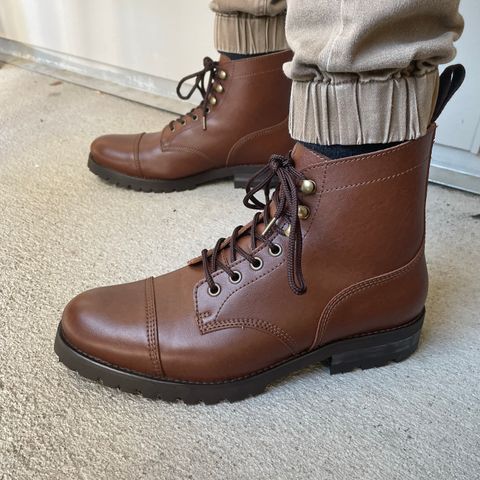 Will's Vegan Store Work Boots in Chestnut Italian Vegan Leather