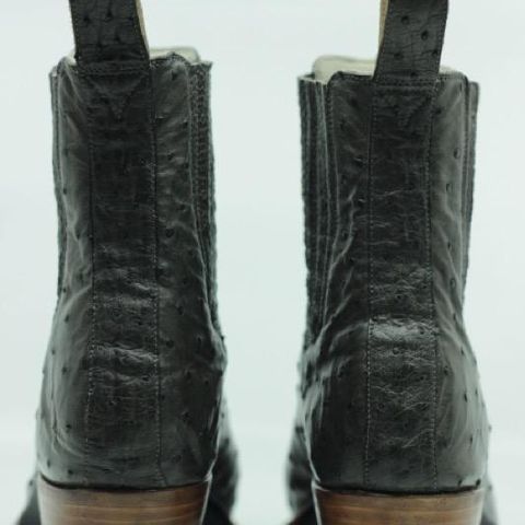 Flora Knight Bespoke Cowboy Chelsea Boot in Quilled Ostrich Grey