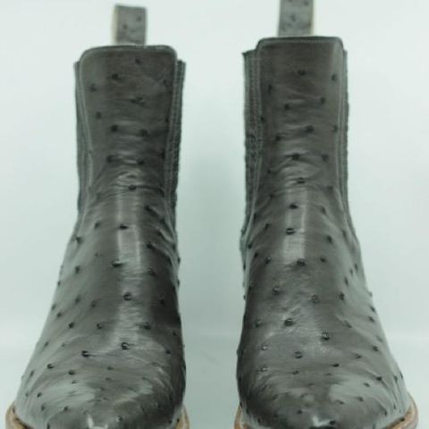 Flora Knight Bespoke Cowboy Chelsea Boot in Quilled Ostrich Grey