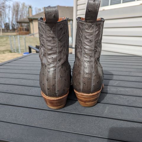 Search result thumbnail of Flora Knight Bespoke Cowboy Chelsea Boot in Quilled Ostrich Grey