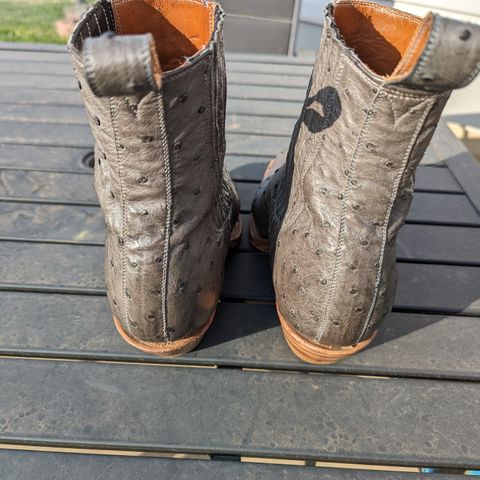 Flora Knight Bespoke Cowboy Chelsea Boot in Quilled Ostrich Grey