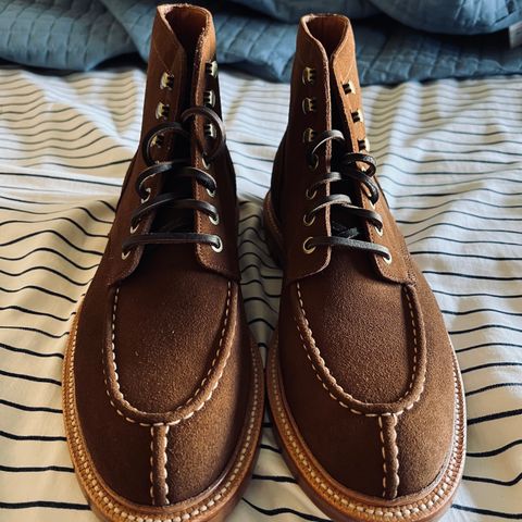 View photo of Grant Stone Ottawa Boot in C.F. Stead Bourbon Repello Calf Suede