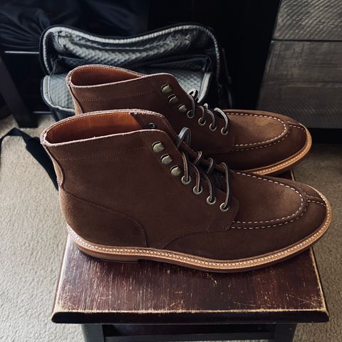 View photo of Grant Stone Ottawa Boot in C.F. Stead Bourbon Repello Calf Suede