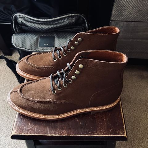 View photo of Grant Stone Ottawa Boot in C.F. Stead Bourbon Repello Calf Suede