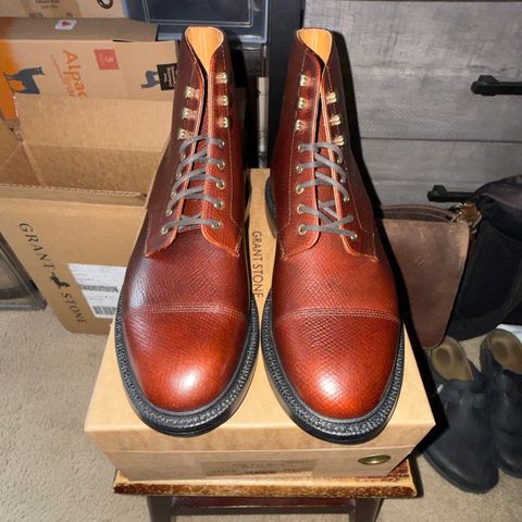 Grant Stone Cap Toe Boot in Horween Tan Pioneer Reindeer