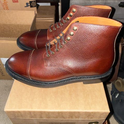 Grant Stone Cap Toe Boot in Horween Tan Pioneer Reindeer